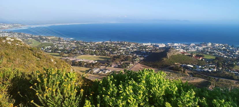 A beautiful view of the coastal town of Hermanus, known for whale watching.